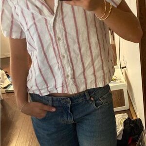 Striped Button-Up Women's Top